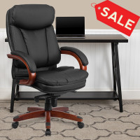Flash Furniture BT-90171H-S-GG High Back Black Leather Executive Swivel Office Chair with Synchro-Tilt Mechanism